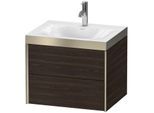 Duravit XViu Waschtisch-Unterschrank XV4614OB169P 60x48cm, 2 Schubkästen, 1 Hahnloch, champagner matt, Rahmen P, nussbaum gebürstet
