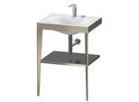 Duravit XViu Möbelwaschtisch-Kombination XV4714EB189 60 x48 cm, 2 Hahnlöcher, flannel grey hochglanz, mit Metallkonsole, champagner matt