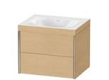 Duravit XViu Waschtisch-Unterschrank XV4614NB130C 60x48cm, 2 Schubkästen, ohne Hahnloch, champagner matt, Rahmen C, Eiche natur