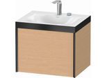 Duravit XViu Waschtisch-Unterschrank XV4609EB212P 60x48cm, 1 Auszug, 2 Hahnlöcher, schwarz matt, Rahmen P, eiche gebürstet