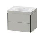 Duravit XViu Waschtisch-Unterschrank XV4614NB207C 60x48cm, 2 Schubkästen, ohne Hahnloch, schwarz matt, Rahmen C, betongrau matt
