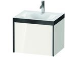 Duravit XViu Waschtisch-Unterschrank XV4609OB222P 60x48cm, 1 Auszug, 1 Hahnloch, schwarz matt, Rahmen P, weiß hochglanz