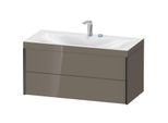 Duravit XViu Waschtisch-Unterschrank XV4616EB289C 100x48cm, 2 Schubkästen, 2 Hahnlöcher, schwarz matt, Rahmen C, flannel grey hochglanz