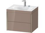 Duravit XViu Waschtisch-Unterschrank XV4614EB186C 60x48cm, 2 Schubkästen, 2 Hahnlöcher, champagner matt, Rahmen C, cappucino hochglanz