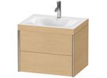 Duravit XViu Waschtisch-Unterschrank XV4614OB130C 60x48cm, 2 Schubkästen, 1 Hahnloch, champagner matt, Rahmen C, Eiche natur
