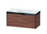 Duravit XViu Waschtisch-Unterschrank XV4611NB279P 100x48cm, 1 Auszug, ohne Hahnloch, schwarz matt, Rahmen P, nussbaum natur