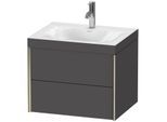 Duravit XViu Waschtisch-Unterschrank XV4614OB149C 60x48cm, 2 Schubkästen, 1 Hahnloch, champagner matt, Rahmen C, graphit matt