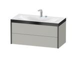 Duravit XViu Waschtisch-Unterschrank XV4616EB207P 100x48cm, 2 Schubkästen, 2 Hahnlöcher, schwarz matt, Rahmen P, betongrau matt