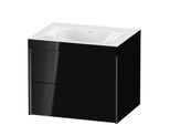 Duravit XViu Waschtisch-Unterschrank XV4614NB240C 60x48cm, 2 Schubkästen, ohne Hahnloch, schwarz matt, Rahmen C, schwarz hochglanz