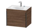 Duravit XViu Waschtisch-Unterschrank XV4614EB221C 60x48cm, 2 Schubkästen, 2 Hahnlöcher, schwarz matt, Rahmen C, nussbaum dunkel