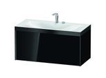 Duravit XViu Waschtisch-Unterschrank XV4611EB240P 100x48cm, 1 Auszug, 2 Hahnlöcher, schwarz matt, Rahmen P, schwarz hochglanz