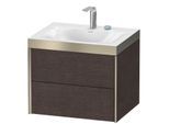 Duravit XViu Waschtisch-Unterschrank XV4614EB172P 60x48cm, 2 Schubkästen, 2 Hahnlöcher, champagner matt, Rahmen P, eiche dunkel gebürstet