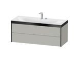 Duravit XViu Waschtisch-Unterschrank XV4617EB207P 120x48cm, 2 Schubkästen, 2 Hahnlöcher, schwarz matt, Rahmen P, betongrau matt