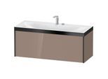 Duravit XViu Waschtisch-Unterschrank XV4612EB286P 120x48cm, 1 Auszug, 2 Hahnlöcher, schwarz matt, Rahmen P, cappucino hochglanz