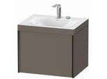 Duravit XViu Waschtisch-Unterschrank XV4609EB290C 60x48cm, 1 Auszug, 2 Hahnlöcher, schwarz matt, Rahmen C, flannel grey seidenmatt