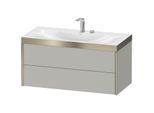 Duravit XViu Waschtisch-Unterschrank XV4616NB135C 100x48cm, 2 Schubkästen, ohne Hahnloch, champagner matt, Rahmen C, Eiche terra