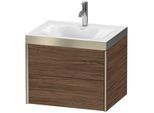 Duravit XViu Waschtisch-Unterschrank XV4614OB121P 60x48cm, 2 Schubkästen, 1 Hahnloch, champagner matt, Rahmen P, nussbaum dunkel