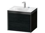 Duravit XViu Waschtisch-Unterschrank XV4614EB216P 60x48cm, 2 Schubkästen, 2 Hahnlöcher, schwarz matt, Rahmen P, Eiche schwarz