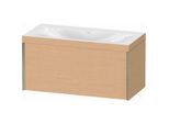 Duravit XViu Waschtisch-Unterschrank XV4611NB112C 100x48cm, 1 Auszug, ohne Hahnloch, champagner matt, Rahmen C, eiche gebürstet