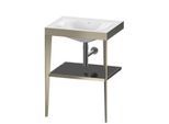 Duravit XViu Möbelwaschtisch-Kombination XV4714NB140 60 x 48 cm, ohne Hahnloch, schwarz hochglanz, mit Metallkonsole, champagner matt
