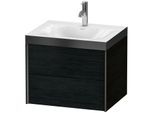 Duravit XViu Waschtisch-Unterschrank XV4614OB216P 60x48cm, 2 Schubkästen, 1 Hahnloch, schwarz matt, Rahmen P, Eiche schwarz