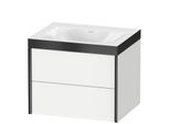 Duravit XViu Waschtisch-Unterschrank XV4614NB218P 60x48cm, 2 Schubkästen, ohne Hahnloch, schwarz matt, Rahmen P, weiß matt
