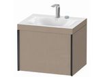 Duravit XViu Waschtisch-Unterschrank XV4609EB275C 60x48cm, 1 Auszug, 2 Hahnlöcher, schwarz matt, Rahmen C, leinen