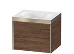 Duravit XViu Waschtisch-Unterschrank XV4614NB121P 60x48cm, 2 Schubkästen, ohne Hahnloch, champagner matt, Rahmen P, nussbaum dunkel