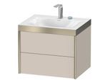 Duravit XViu Waschtisch-Unterschrank XV4614EB191P 60x48cm, 2 Schubkästen, 2 Hahnlöcher, champagner matt, Rahmen P, taupe matt