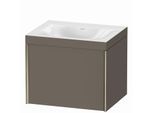 Duravit XViu Waschtisch-Unterschrank XV4609NB190C 60x48cm, 1 Auszug, ohne Hahnloch, champagner matt, Rahmen C, flannel grey seidenmatt