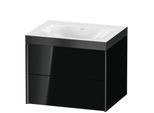 Duravit XViu Waschtisch-Unterschrank XV4614NB240P 60x48cm, 2 Schubkästen, ohne Hahnloch, schwarz matt, Rahmen P, schwarz hochglanz