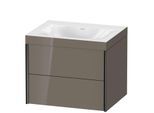 Duravit XViu Waschtisch-Unterschrank XV4614NB289C 60x48cm, 2 Schubkästen, ohne Hahnloch, schwarz matt, Rahmen C, flannel grey hochglanz
