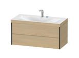 Duravit XViu Waschtisch-Unterschrank XV4616EB271C 100x48cm, 2 Schubkästen, 2 Hahnlöcher, schwarz matt, Rahmen C, mediterrane eiche