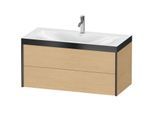 Duravit XViu Waschtisch-Unterschrank XV4616OB230P 100x48cm, 2 Schubkästen, 1 Hahnloch, schwarz matt, Rahmen P, Eiche natur