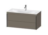 Duravit XViu Waschtisch-Unterschrank XV4616OB290C 100x48cm, 2 Schubkästen, 1 Hahnloch, schwarz matt, Rahmen C, flannel grey seidenmatt
