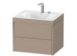 Duravit XViu Waschtisch-Unterschrank XV4614EB175C 60x48cm, 2 Schubkästen, 2 Hahnlöcher, champagner matt, Rahmen C, leinen