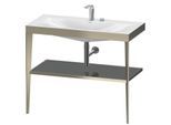 Duravit XViu Möbelwaschtisch-Kombination XV4716EB189 100 x 48 cm, 2 Hahnlöcher, flannel grey hochglanz, mit Metallkonsole, champagner matt