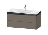 Duravit XViu Waschtisch-Unterschrank XV4616OB290P 100x48cm, 2 Schubkästen, 1 Hahnloch, schwarz matt, Rahmen P, flannel grey seidenmatt
