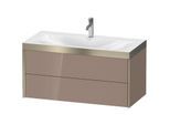 Duravit XViu Waschtisch-Unterschrank XV4616OB186P 100x48cm, 2 Schubkästen, 1 Hahnloch, champagner matt, Rahmen P, cappucino hochglanz