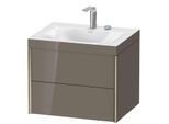Duravit XViu Waschtisch-Unterschrank XV4614EB189C 60x48cm, 2 Schubkästen, 2 Hahnlöcher, champagner matt, Rahmen C, flannel grey hochglanz