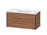Duravit XViu Waschtisch-Unterschrank XV4616NB279C 100x48cm, 2 Schubkästen, ohne Hahnloch, schwarz matt, Rahmen C, nussbaum natur