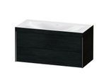 Duravit XViu Waschtisch-Unterschrank XV4616NB216C 100x48cm, 2 Schubkästen, ohne Hahnloch, schwarz matt, Rahmen C, Eiche schwarz