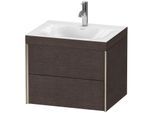 Duravit XViu Waschtisch-Unterschrank XV4614OB172C 60x48cm, 2 Schubkästen, 1 Hahnloch, champagner matt, Rahmen C, eiche dunkel gebürstet