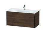 Duravit XViu Waschtisch-Unterschrank XV4611OB221C 100x48cm, 1 Auszug, 1 Hahnloch, schwarz matt, Rahmen C, nussbaum dunkel