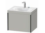 Duravit XViu Waschtisch-Unterschrank XV4609EB207C 60x48cm, 1 Auszug, 2 Hahnlöcher, schwarz matt, Rahmen C, betongrau matt