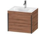Duravit XViu Waschtisch-Unterschrank XV4614OB279C 60x48cm, 2 Schubkästen, 1 Hahnloch, schwarz matt, Rahmen C, nussbaum natur