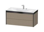 Duravit XViu Waschtisch-Unterschrank XV4616EB211P 100x48cm, 2 Schubkästen, 2 Hahnlöcher, schwarz matt, Rahmen P, eiche kaschmir