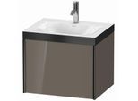 Duravit XViu Waschtisch-Unterschrank XV4609OB289P 60x48cm, 1 Auszug, 1 Hahnloch, schwarz matt, Rahmen P, flannel grey hochglanz