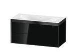 Duravit XViu Waschtisch-Unterschrank XV4616NB240P 100x48cm, 2 Schubkästen, ohne Hahnloch, schwarz matt, Rahmen P, schwarz hochglanz
