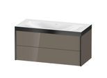 Duravit XViu Waschtisch-Unterschrank XV4616NB289P 100x48cm, 2 Schubkästen, ohne Hahnloch, schwarz matt, Rahmen P, flannel grey hochglanz